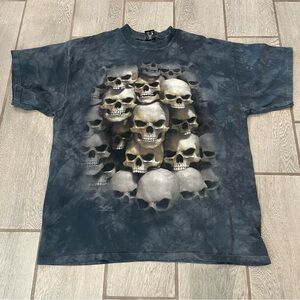 SkulBone 2005 David Penfound Skull Shirt Mens XL Gray/Black Tie Dye Short Sleeve